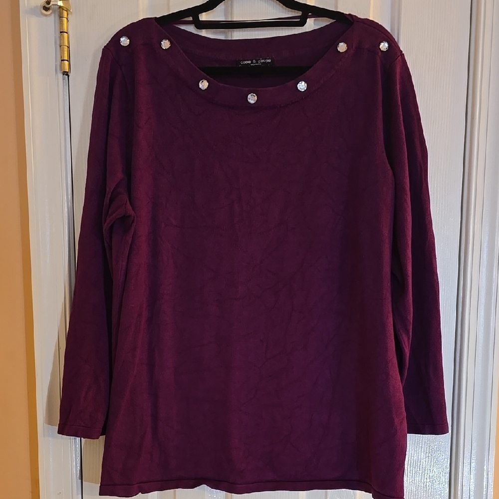 Cable & Gauge Rich Purple Blouse with Silver Button Details